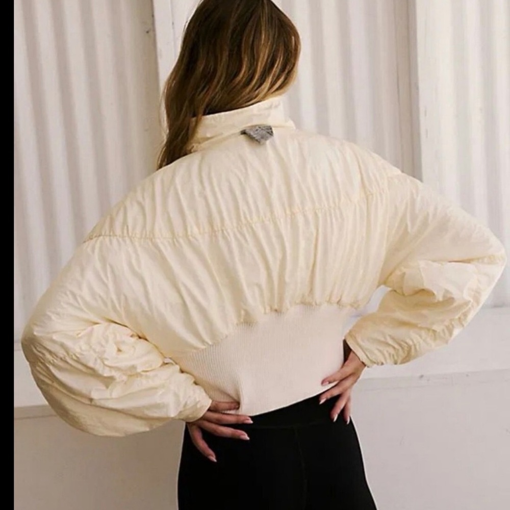 New Free People FP Movement Cream Glitz Blitz Bomber Jacket S / XS Cropped